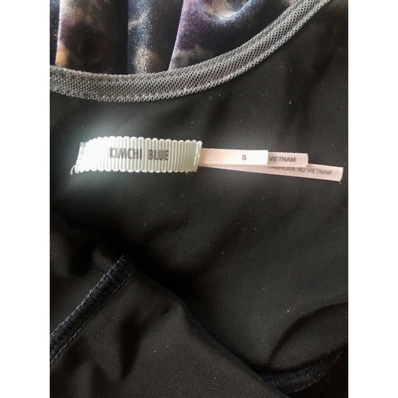 FREE W/PURCH Kimchi Blue Urban Outfitter Blue Floral Velour S-Sleeve Dress Small - Picture 4 of 7